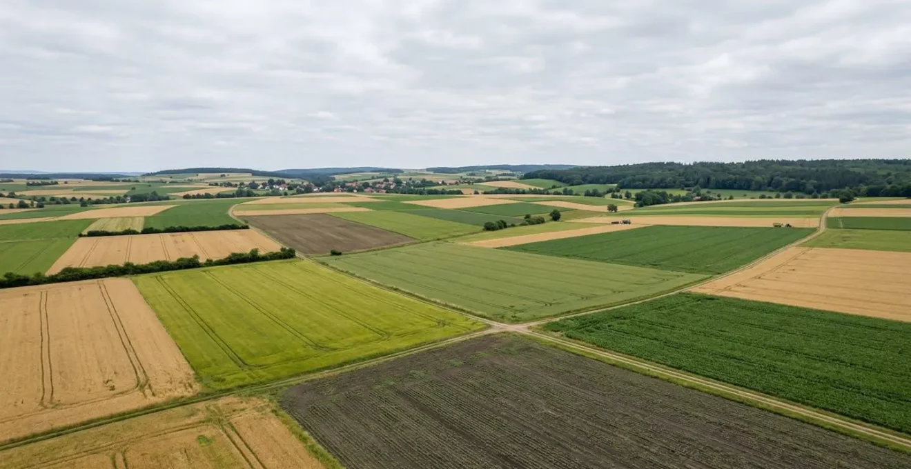 Landwirtschaftliche Felder mit verschiedenen Kulturen in einer erweiterten Fruchtfolge zur Bekämpfung resistenter Krankheiten