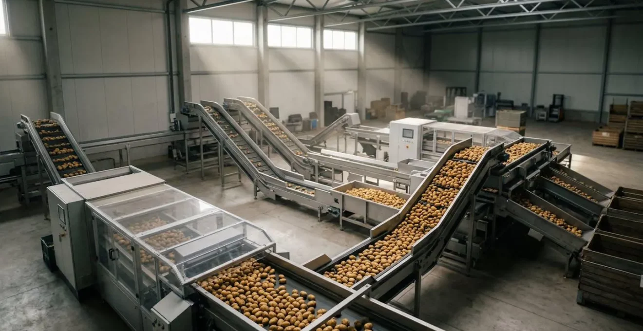 Moderne optische Sortieranlage für Kartoffeln in deutscher Landwirtschaft