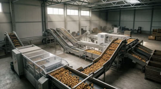 Moderne optische Sortieranlage für Kartoffeln in deutscher Landwirtschaft
