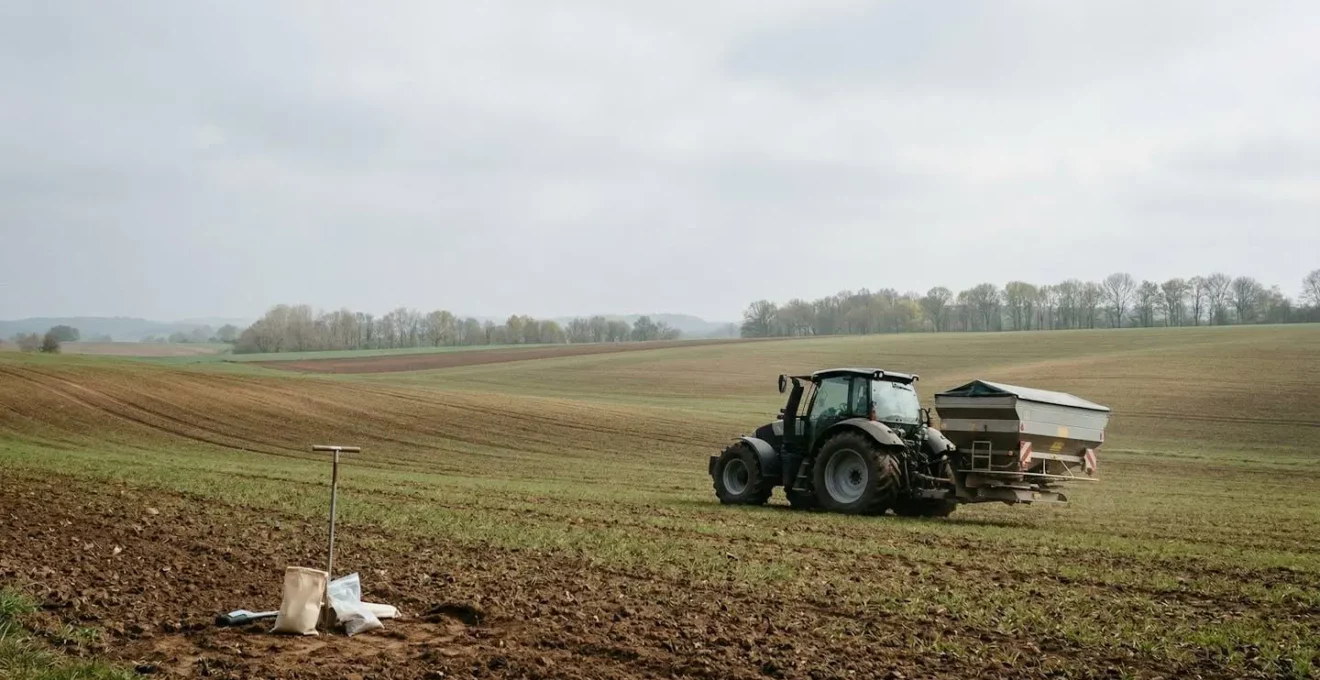 Moderne Präzisionsdüngung auf deutschem Weizenfeld mit Bodenanalyse