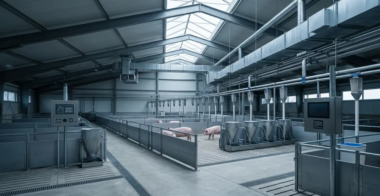 Moderne Schweinemast mit optimaler Fütterungstechnik in Deutschland