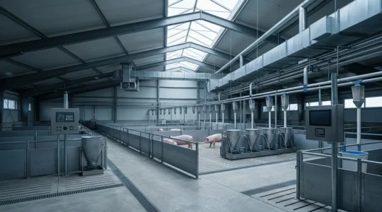 Moderne Schweinemast mit optimaler Fütterungstechnik in Deutschland