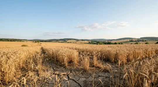 Weizenfeld unter Trockenheit in Deutschland mit Fokus auf dürreresistente Pflanzen