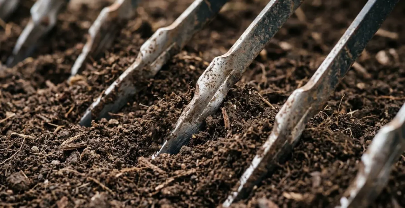 Traktor mit Striegel bei mechanischer Unkrautbekämpfung auf Bio-Acker in Deutschland